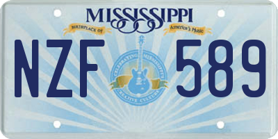 MS license plate NZF589