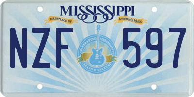 MS license plate NZF597