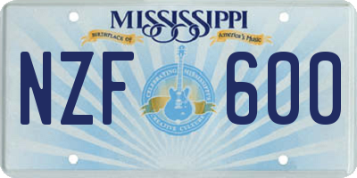 MS license plate NZF600