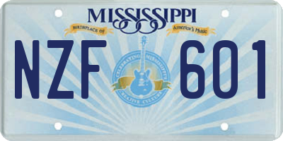 MS license plate NZF601