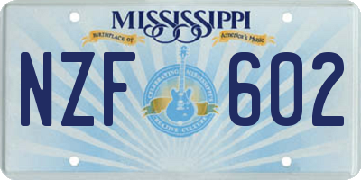 MS license plate NZF602
