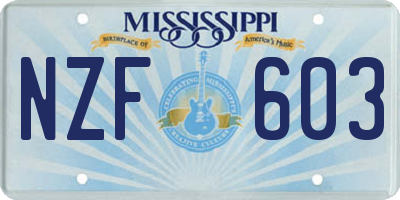 MS license plate NZF603