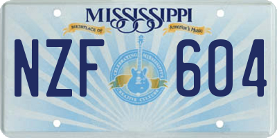 MS license plate NZF604