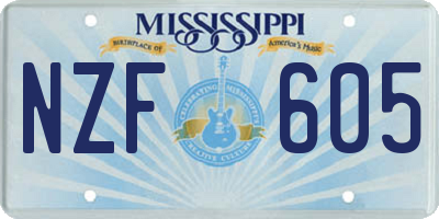 MS license plate NZF605