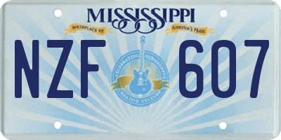 MS license plate NZF607