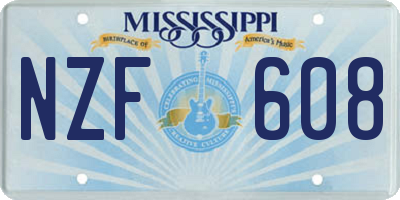 MS license plate NZF608