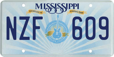 MS license plate NZF609