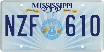 MS license plate NZF610