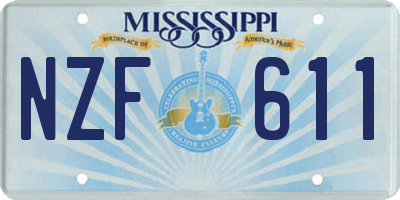 MS license plate NZF611