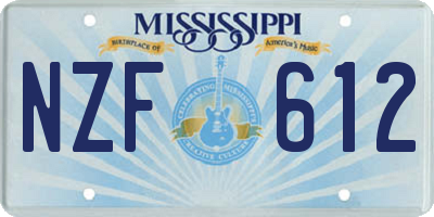 MS license plate NZF612