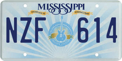 MS license plate NZF614