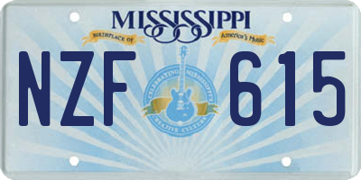 MS license plate NZF615