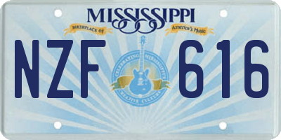 MS license plate NZF616