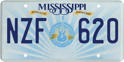 MS license plate NZF620