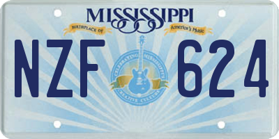 MS license plate NZF624