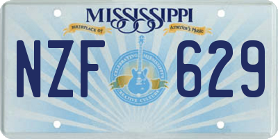 MS license plate NZF629