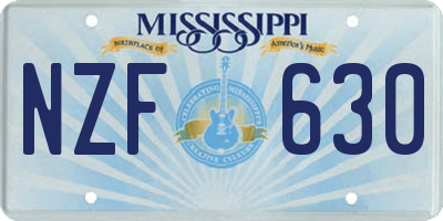 MS license plate NZF630