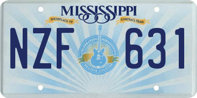 MS license plate NZF631