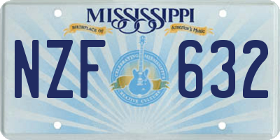 MS license plate NZF632