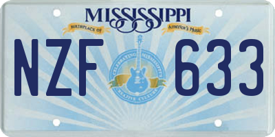 MS license plate NZF633