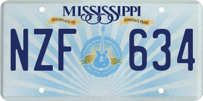 MS license plate NZF634