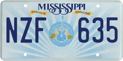 MS license plate NZF635