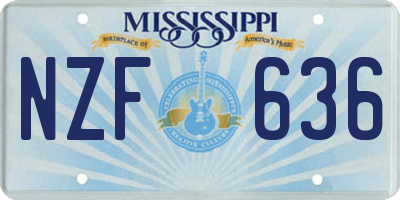 MS license plate NZF636
