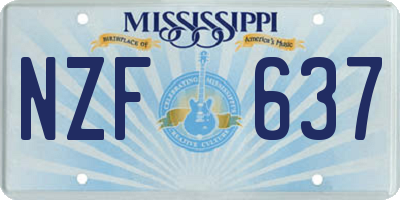 MS license plate NZF637