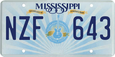 MS license plate NZF643