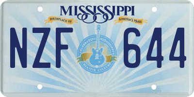 MS license plate NZF644