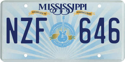 MS license plate NZF646