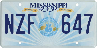 MS license plate NZF647