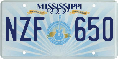 MS license plate NZF650