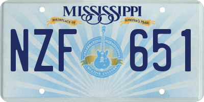 MS license plate NZF651