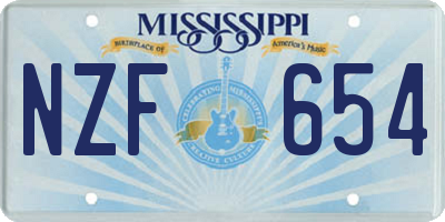 MS license plate NZF654