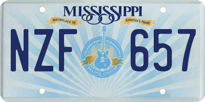 MS license plate NZF657