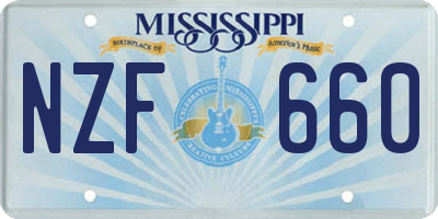 MS license plate NZF660