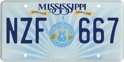 MS license plate NZF667