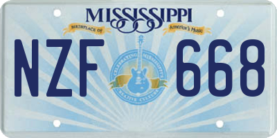 MS license plate NZF668