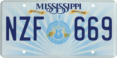 MS license plate NZF669