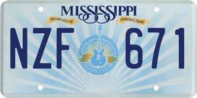 MS license plate NZF671