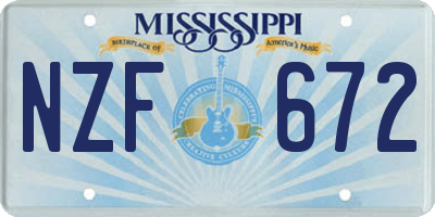 MS license plate NZF672