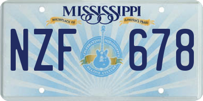 MS license plate NZF678