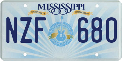 MS license plate NZF680