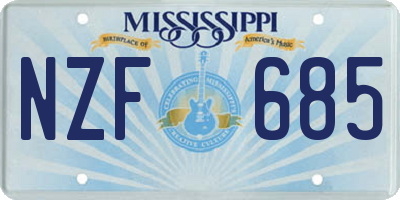 MS license plate NZF685