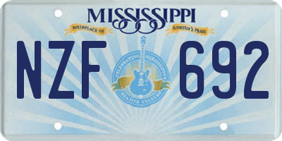 MS license plate NZF692