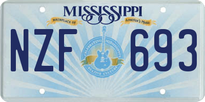 MS license plate NZF693