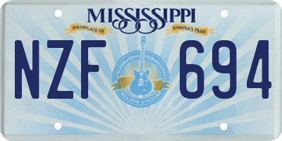MS license plate NZF694