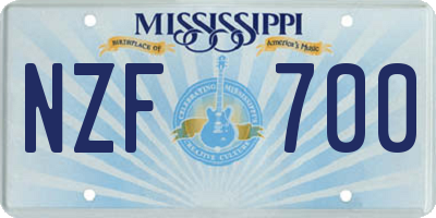 MS license plate NZF700
