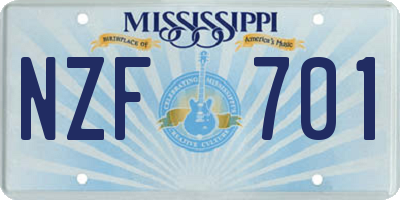 MS license plate NZF701